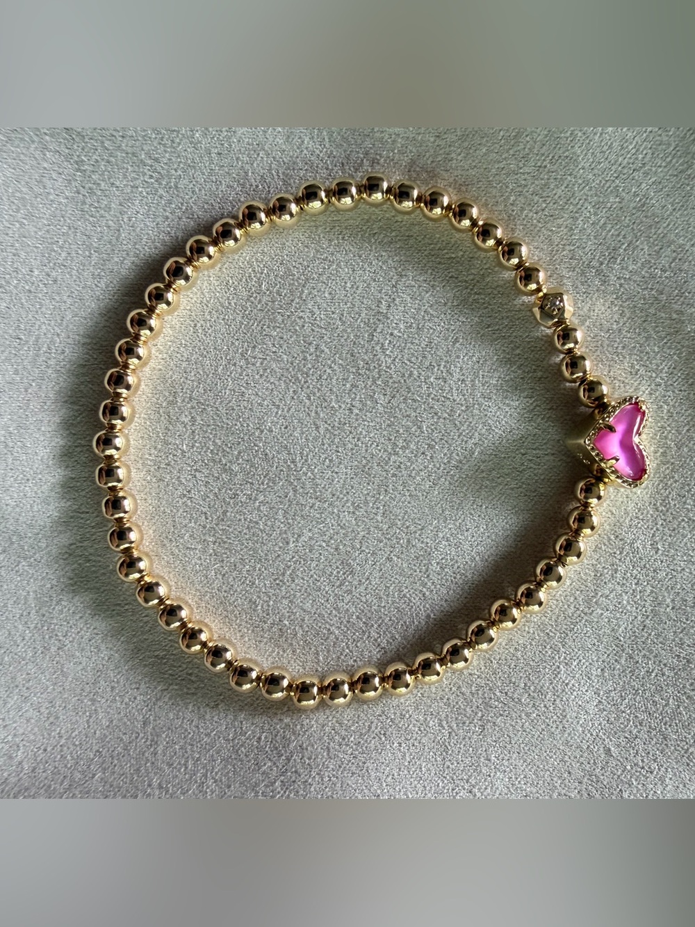 Kendra Scott Gold Beaded Bracelet Duo with Pink Heart Charms - Picture 4 of 8